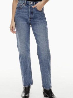 Aritzia Denim Forum The Joni Mid Rise Loose 29L Straight Leg Jeans